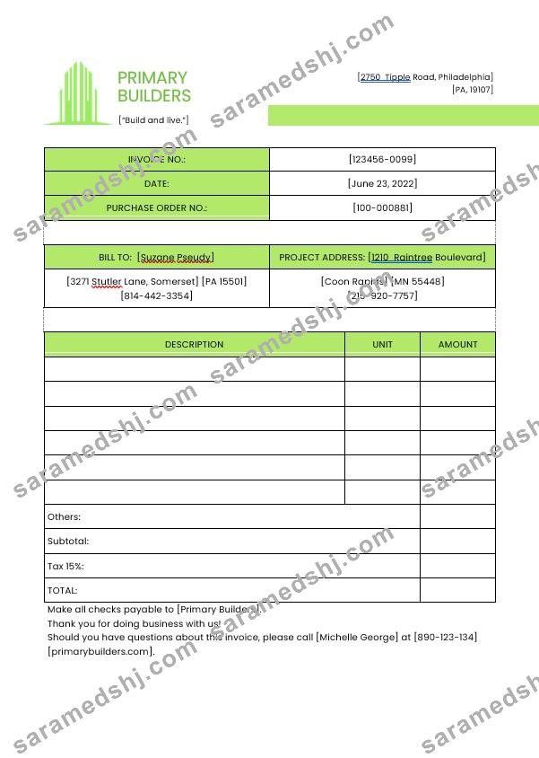 General Contractor Invoice Template